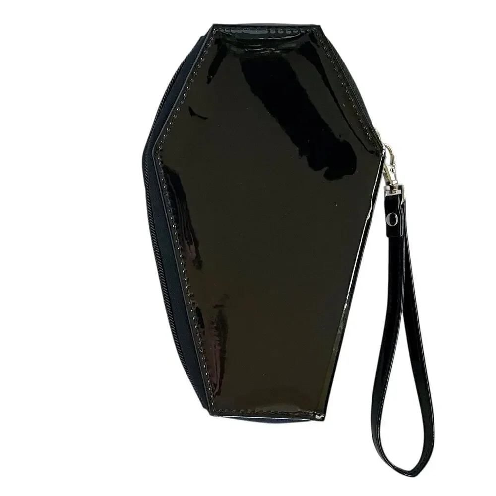 New! Rock Rebel Dracula Coffin Wristlet Back Convertible Clutch Evening Bag NWOT
